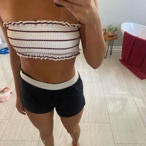 straight cut bando top with ruffles